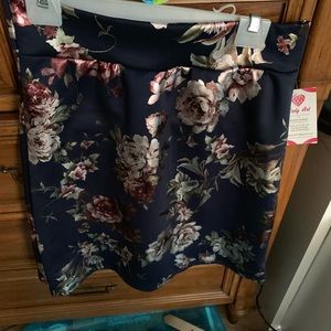 Navy floral skirt